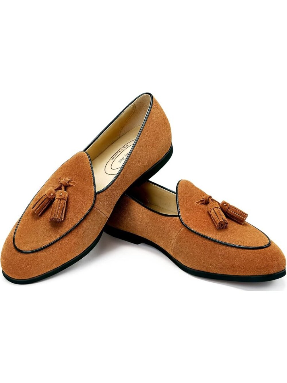 Men's Brown Suede Leather Slip-on Casual Penny Belgian Loafers Flats Shoes - Picture 3 of 6